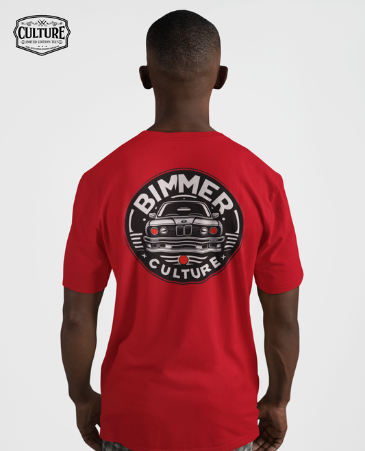 red and Black M3 tee shirt Culture logo on front