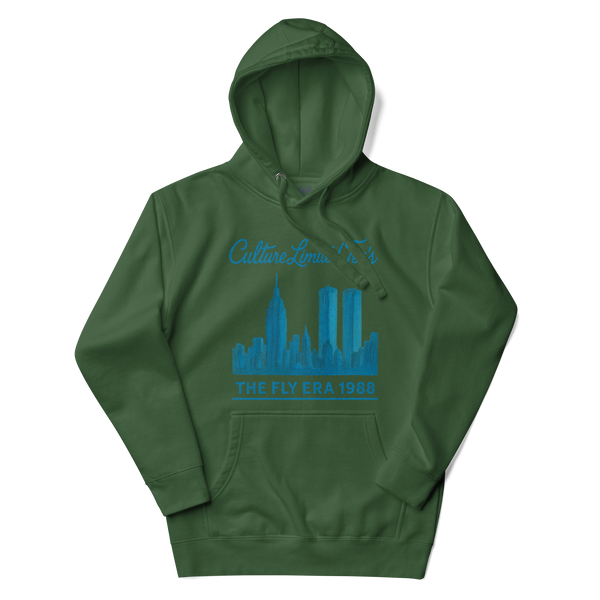 Fly Era Script Hoodie with New York City skyline graphic by Culture Limited - product view 1