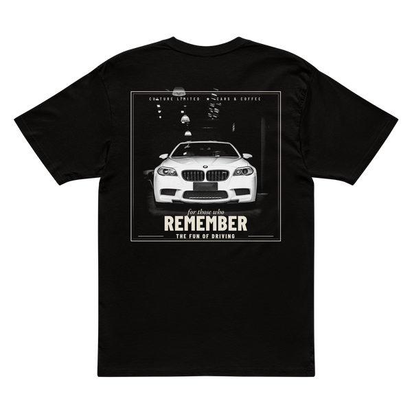 Black Culture Limited BMW M5 tee back with Remember the Fun of Driving graphic