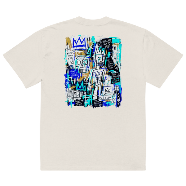Culture Limited Harlem Crown Graffiti oversized faded tee back view in Faded Bone