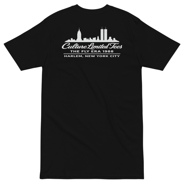 Twin Towers 88 NYC Skyline Heritage Tee, Black / White, back graphic