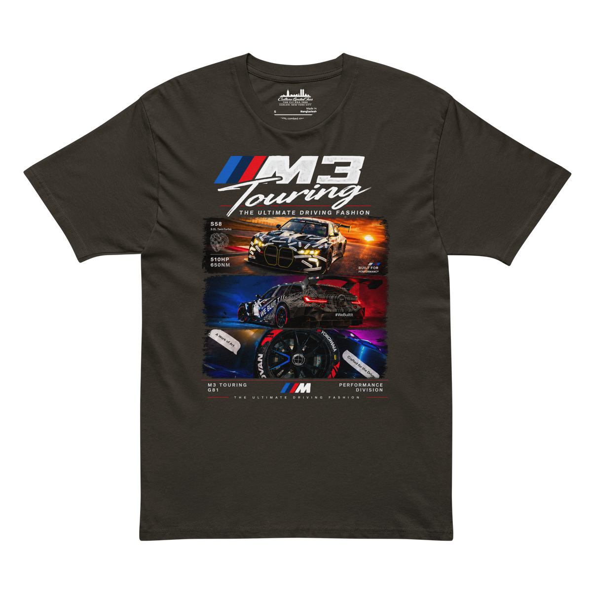 M3 Touring Tee vintage black front product mockup - Culture Limited