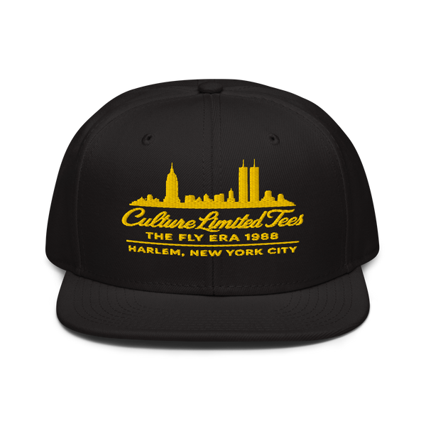 Fly Era 1988 embroidered snapback cap with Harlem NYC skyline artwork - product view 1