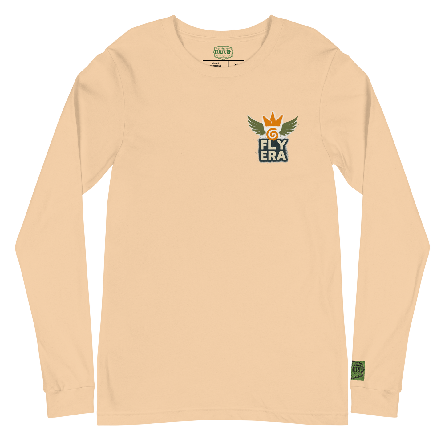 Fly Era Long Sleeve Tee — Olive Logo (Sand)