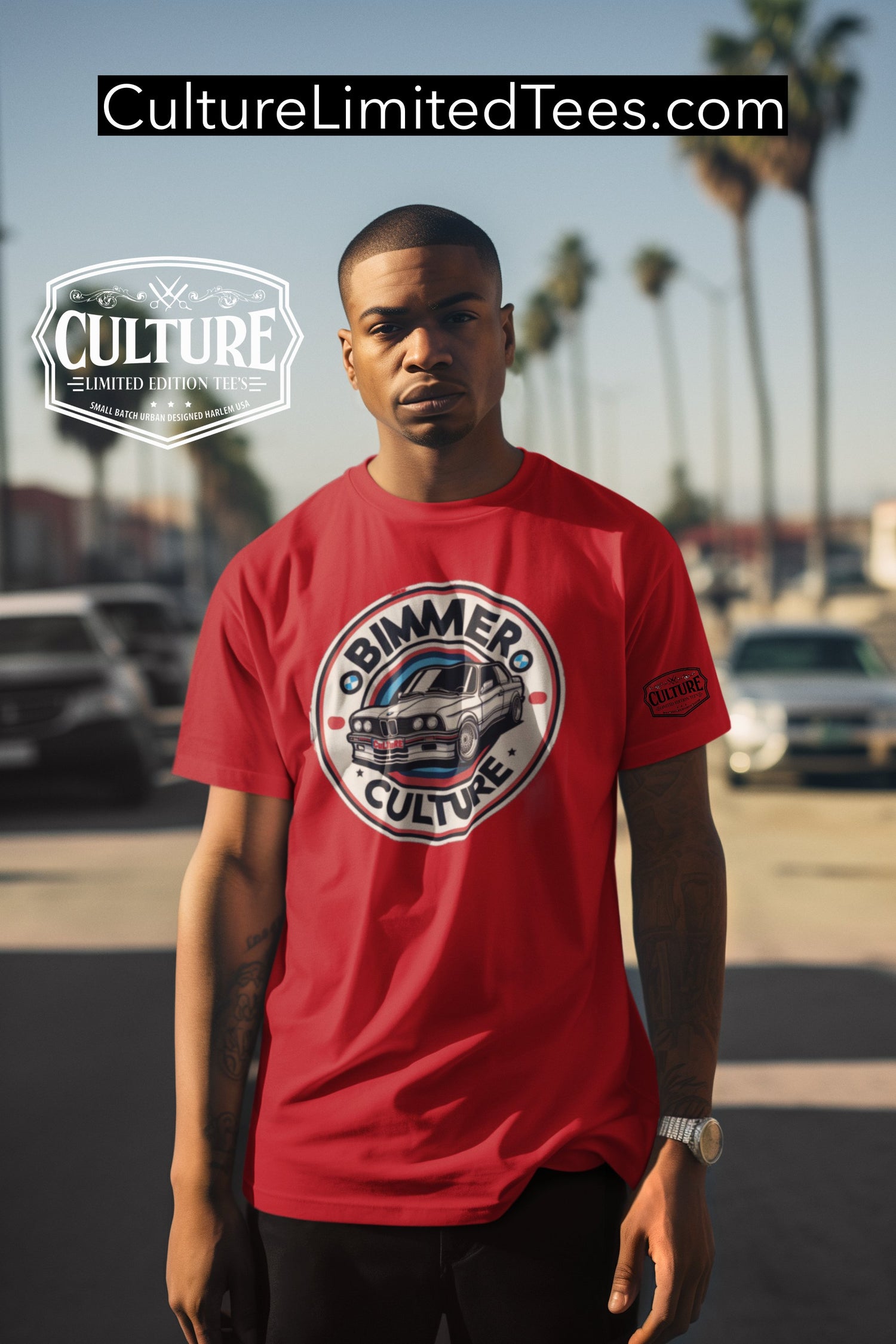 E30 BMW bimmer culture tee shirt red