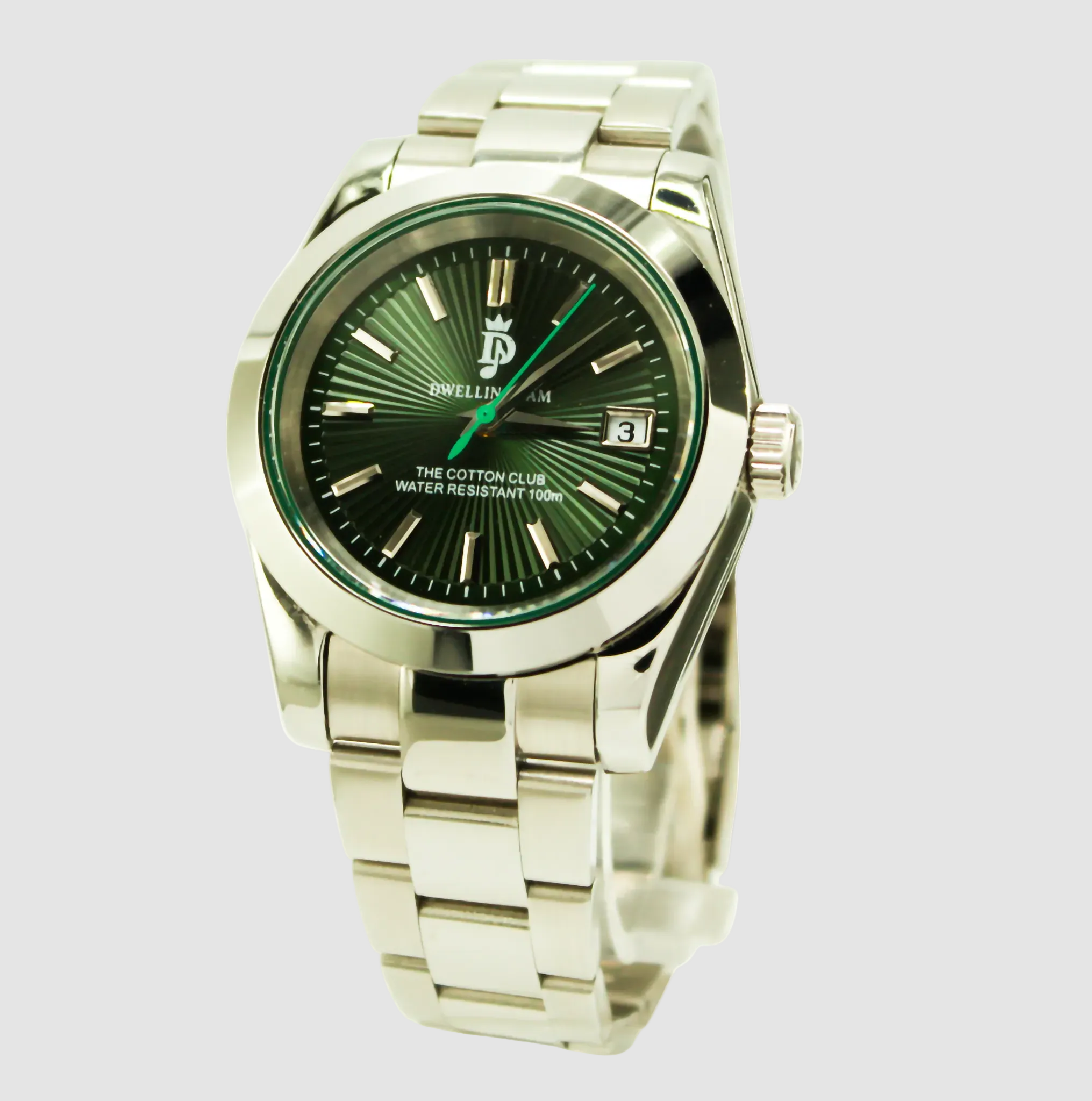 The Cotton Club 40mm Men's watch | Limited Edition Green Sunburst Dial by Dwellingham Watch Company