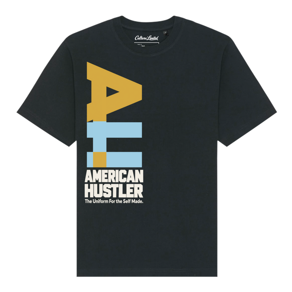 American Hustler Benet Wheat heavyweight tee in Black, front