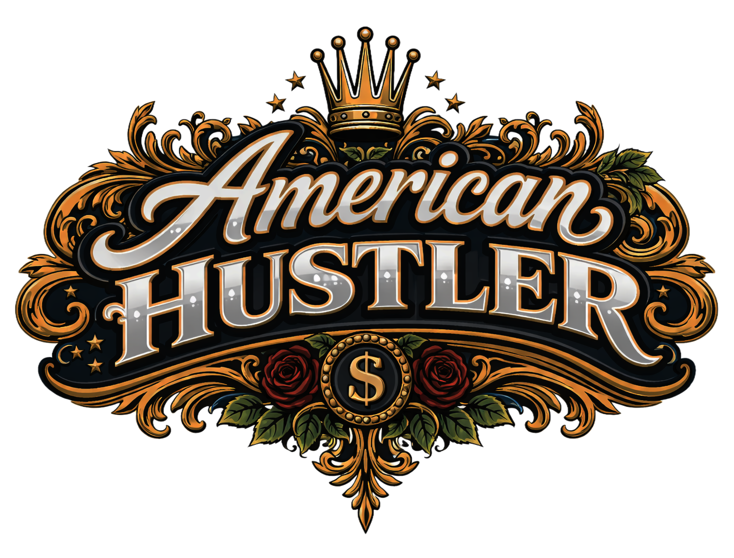 American Hustler Crown Tee – Vintage Black & Cream Edition