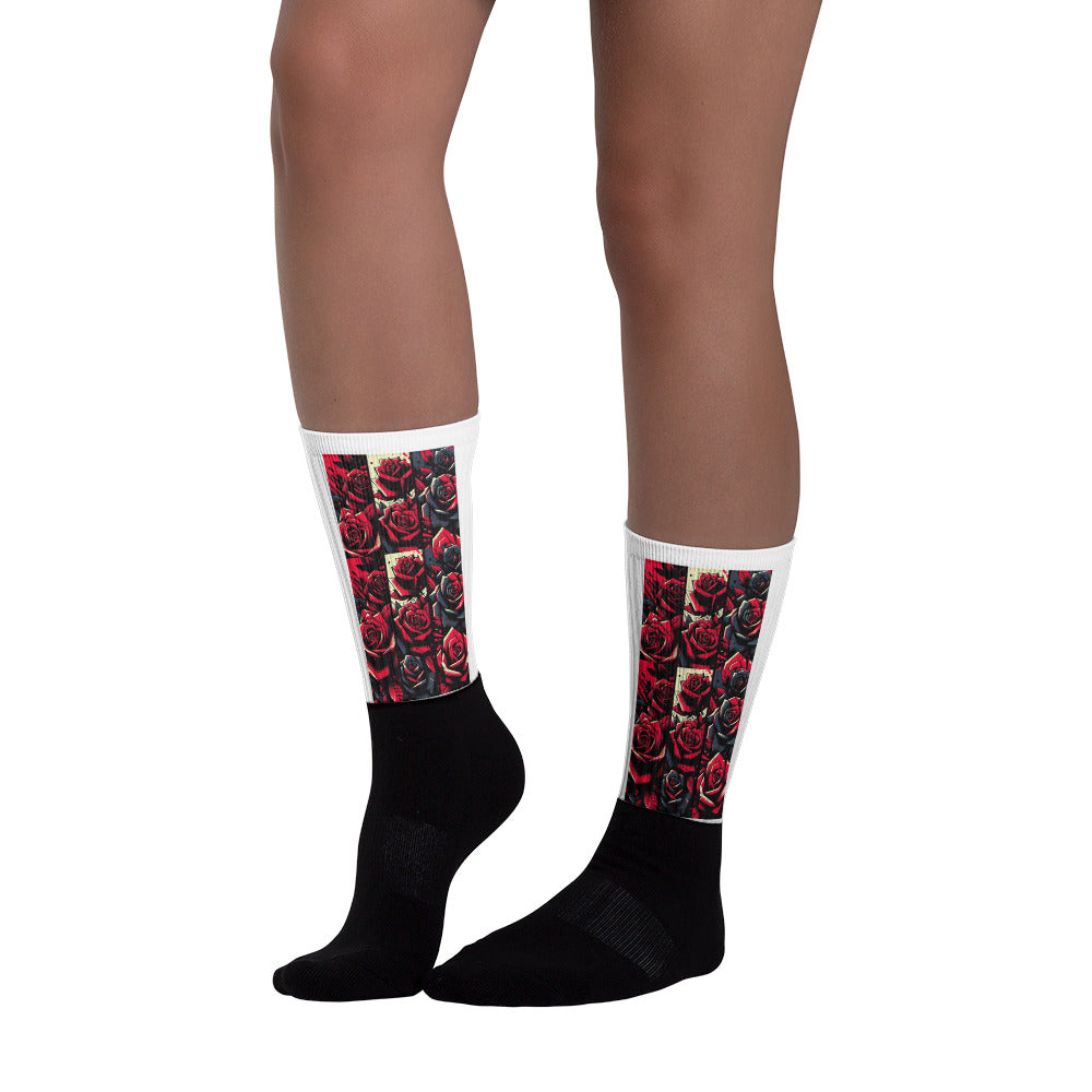 Black Foot Rose Socks