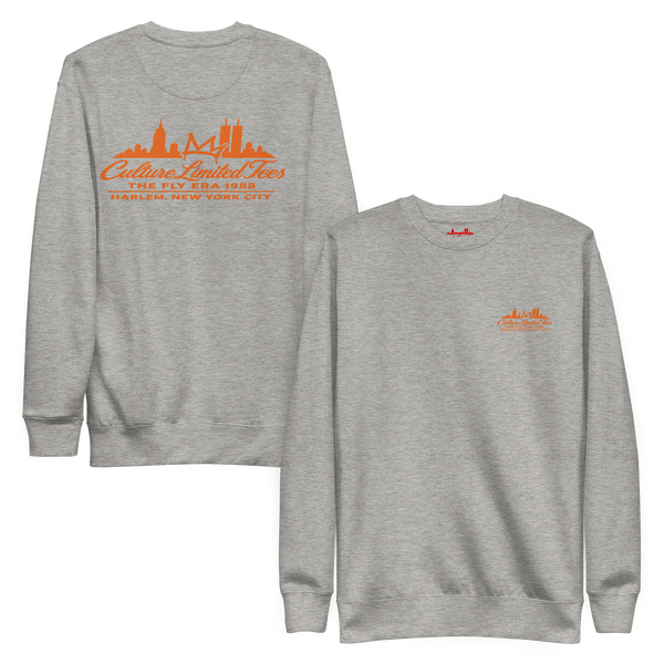 Fly Era 1988 Air Max 95 Orange premium crewneck in carbon grey front and back views