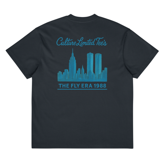 NYC Skyline Culture Script Box Tee