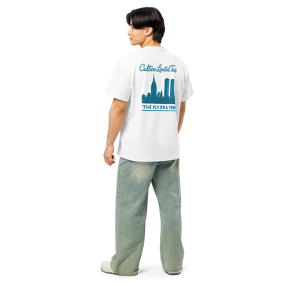 Fly Era Script NYC Skyline Tee | White Blue