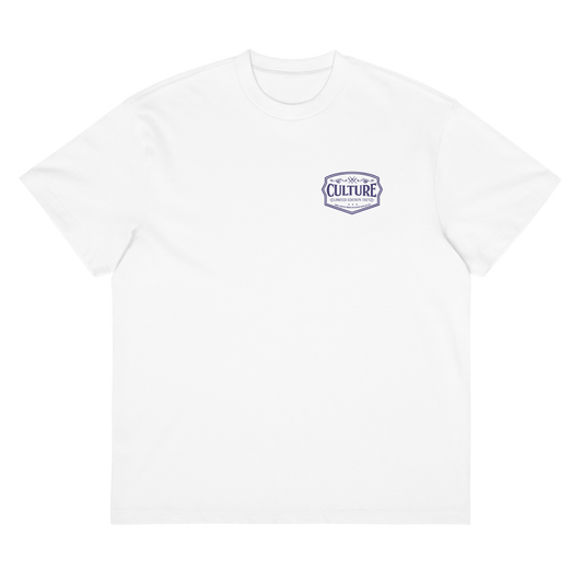 Fly Era Script NYC Skyline Tee | White Blue - Culture Limited Edition Tees