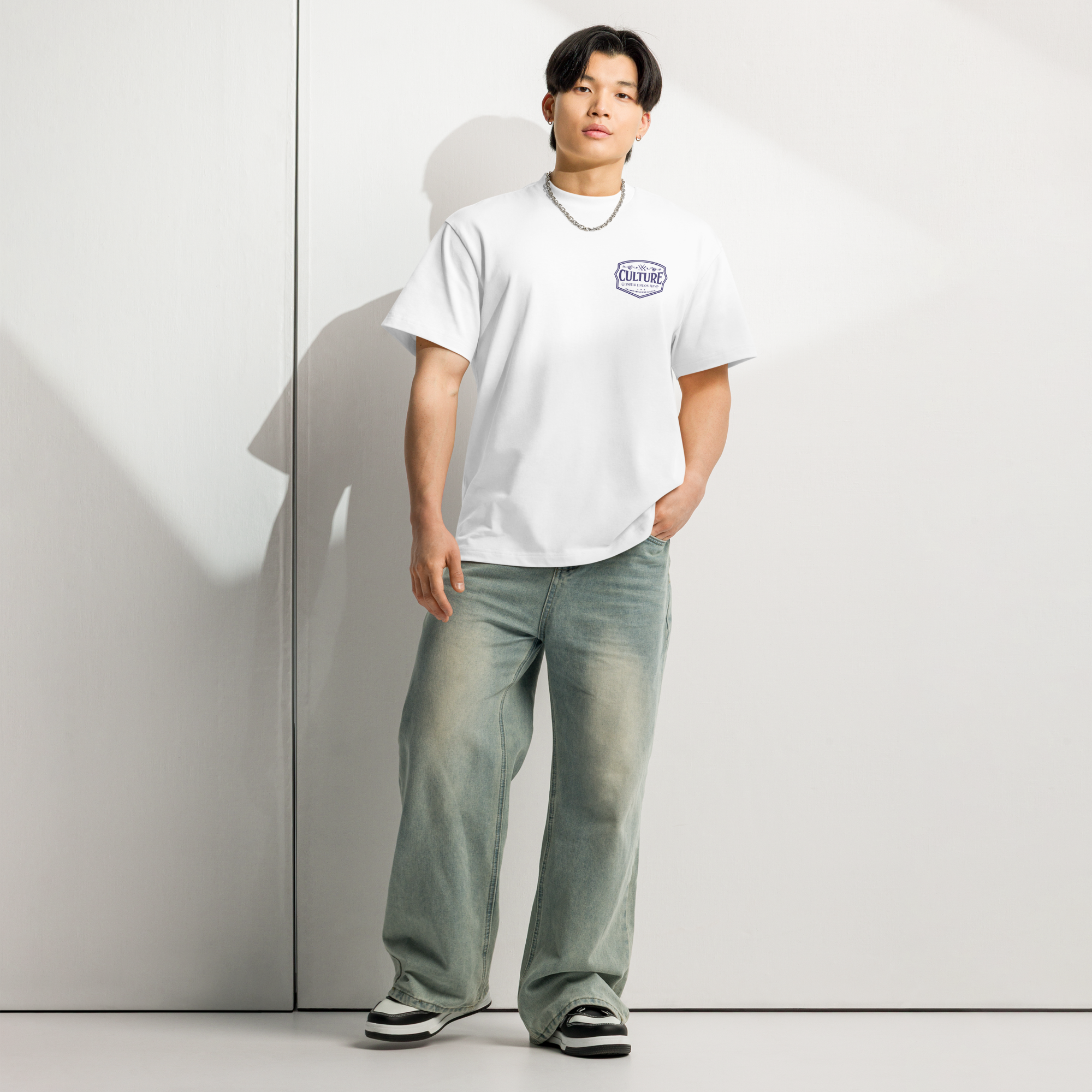 Fly Era Script NYC Skyline Tee | White Blue - Culture Limited Edition Tees