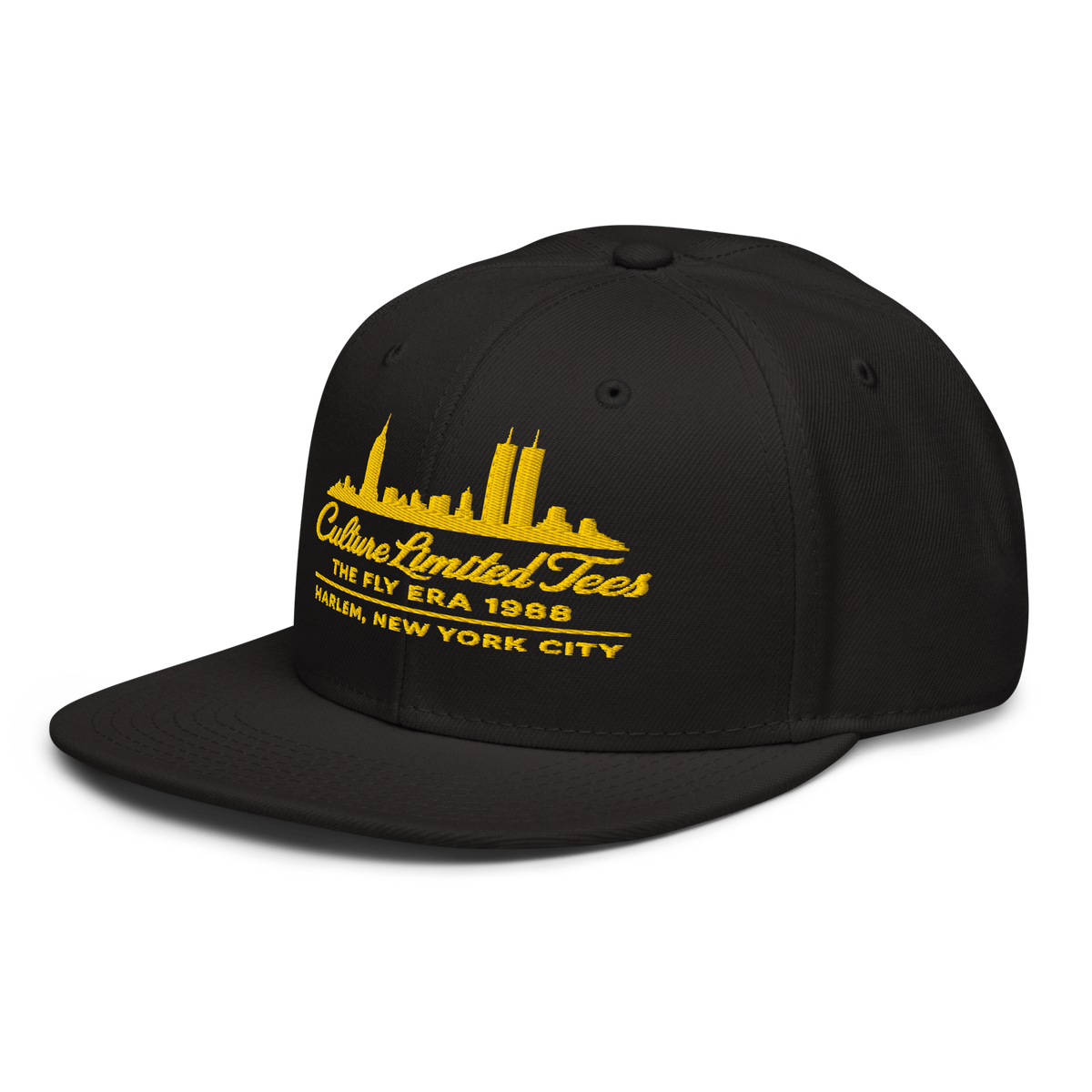 Fly Era 1988 embroidered snapback cap with Harlem NYC skyline artwork - product view 7